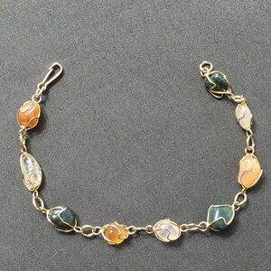 Estate Gold Tone Fashion Bracelet With Caged Stones - Item 301